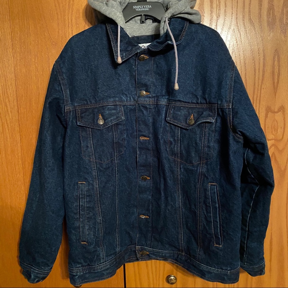 Vintage Jean jacket with gray cotton hood